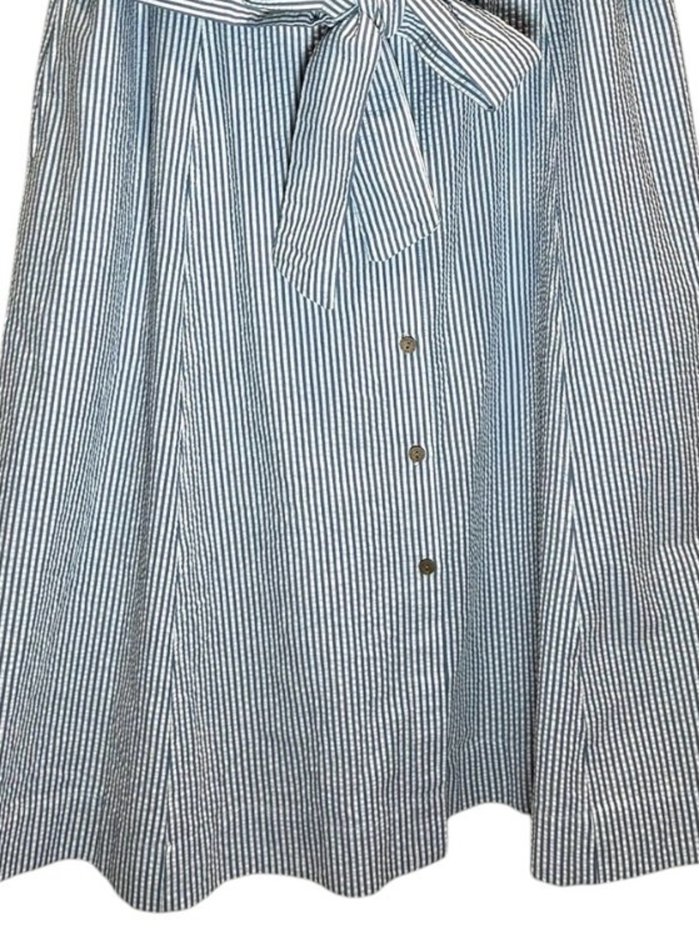 Anne Klein Blue & White Diane Seersucker Sleeveless Midi Shirt Dress - Size 14 - Picture 6 of 10